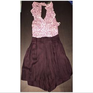 Floral plum romper